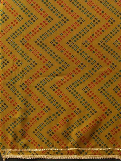 Women's Mustard Color Muslin Foil Printed Kurta Sharara With Dupatta