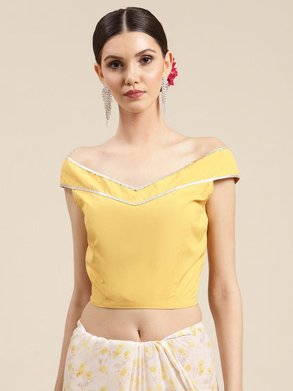Women's Yellow Chiffon Digital Print Floral Saree