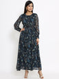 Women's Flared Printed Dress With Tie-up Blet