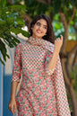 Women's Pink & Beige Handblock Printed Kurta Set