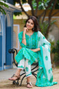 Women's Green & Offwhite Handblock Printed Kurta Set