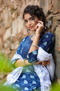 Women's Indigo & Offwhite Handblock Printed Kurta Set