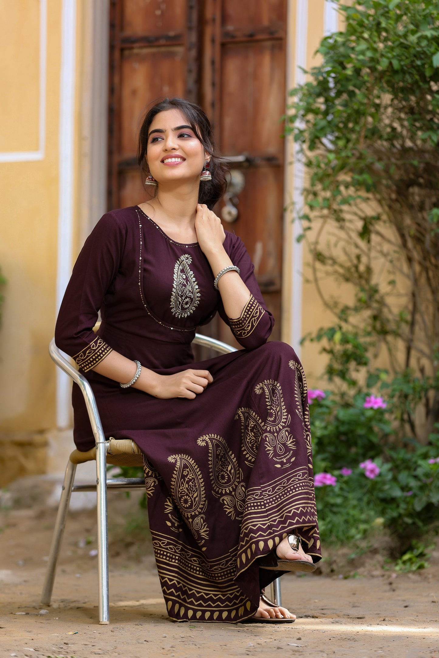 Women's Brown Printed Dress