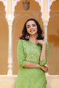 Women's Green Lehariya Kurta Set