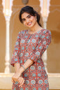 Women's Maroon Printed Kurta Set