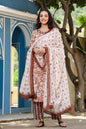 Women's Brown & Offwhite Printed Kurta