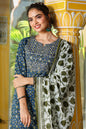 Women's Navy Blue & Green Kurta Set