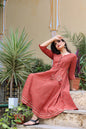 Women's Maroon Printed Kurta