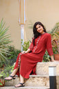 Women's Maroon Embroidered Kurta