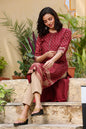 Women's Marroon Printed Kurta