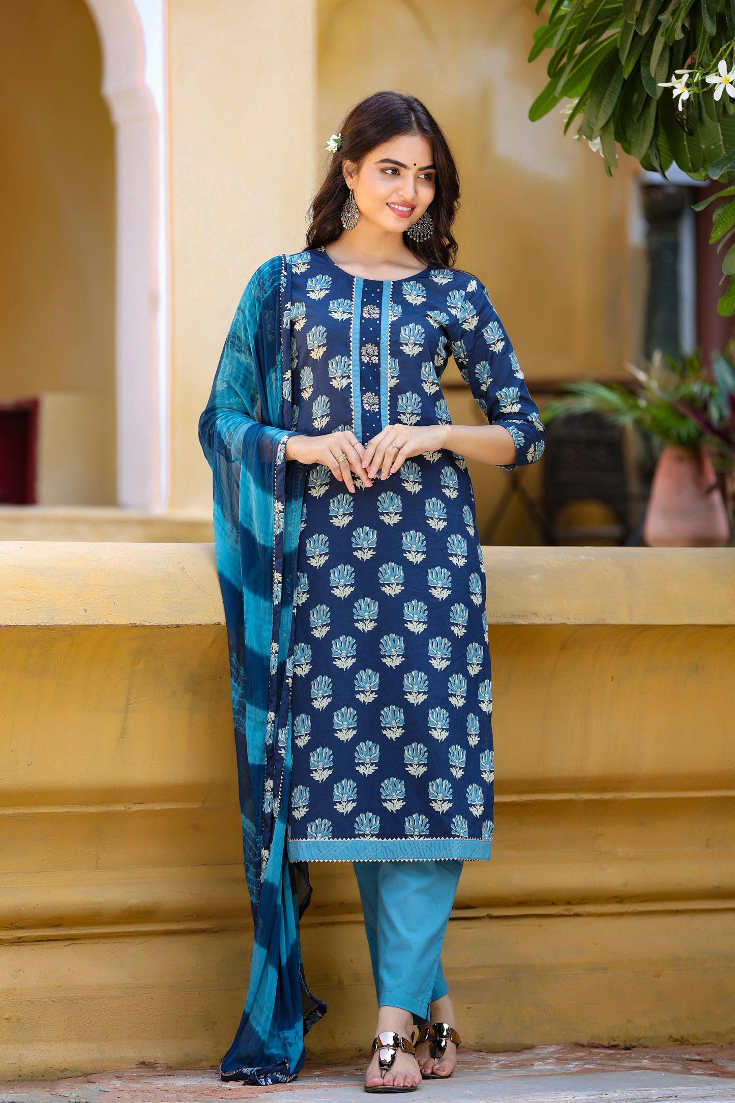 Women's Blue Printed Kurta Set