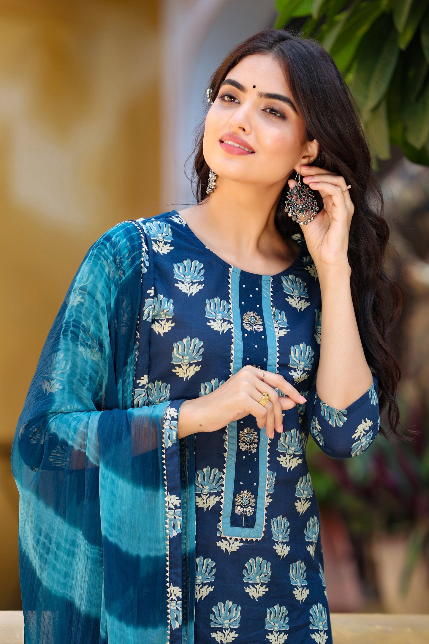 Women's Blue Printed Kurta Set