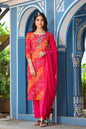 Women's Pink Bandhani Printed Embroidered Kurta Set