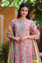 Women's Pink Handblock Printed Kurta Set