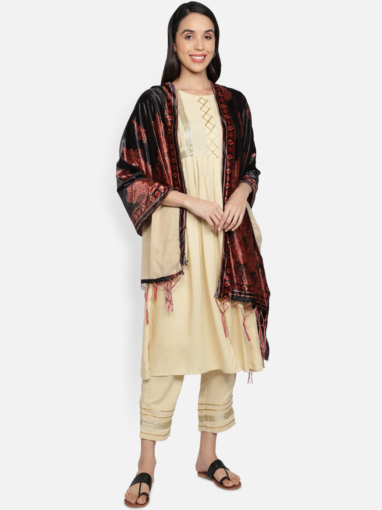 Women's Multicolored Polyster Velvet  Digital Printed Dupatta