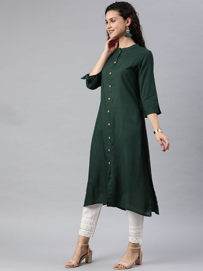 Women's Rayon Solid A-Line Kurta