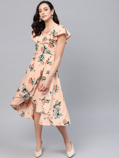 Women Peach Floral Printed by Myshka (