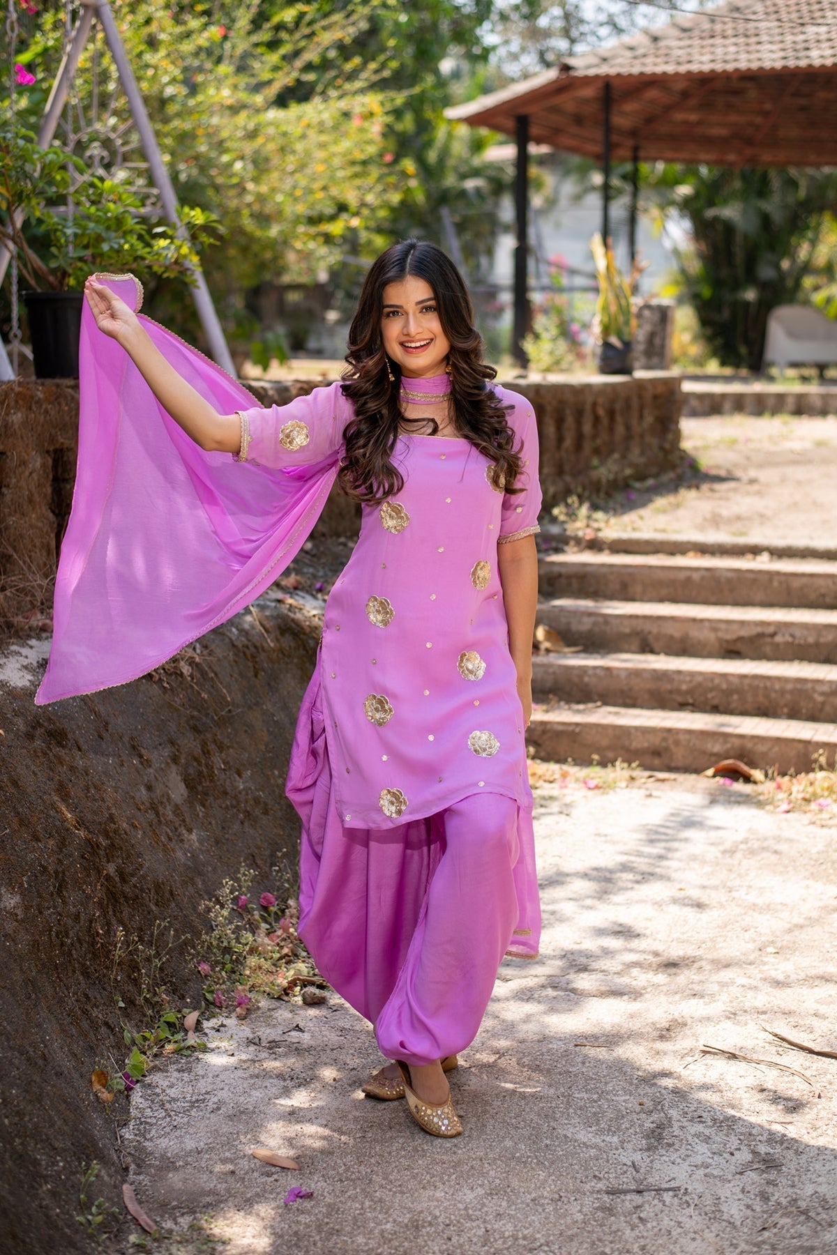 Women's Light Purple Patialla Set