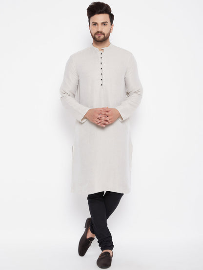 Men's Cotton Beige Straight  Kurta