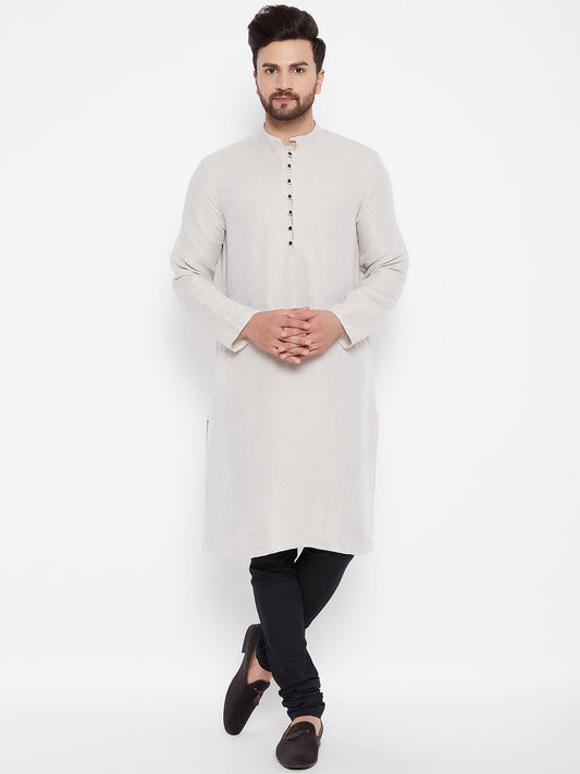 Men's Cotton Beige Straight  Kurta