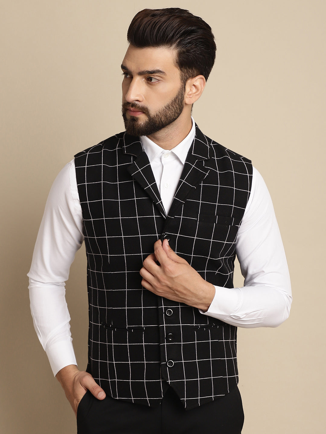 Men's Wool Waistcoat With Notched Lapel