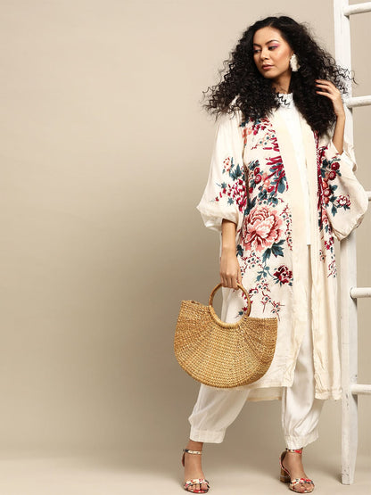 Women's White Loose Fit Solid Regular Trousers