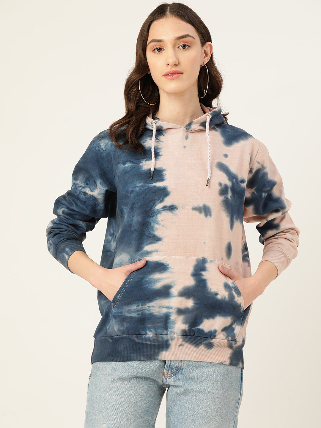 Women's Blue and beige Tie dye Hoddie