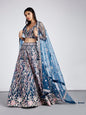 Women's Navy Blue Net Sequins And Thread Embroidery Lehenga Choli & Dupatta