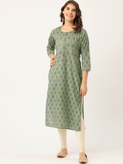 Women's Cotton Printed with Zari Adda highlight work Kurta