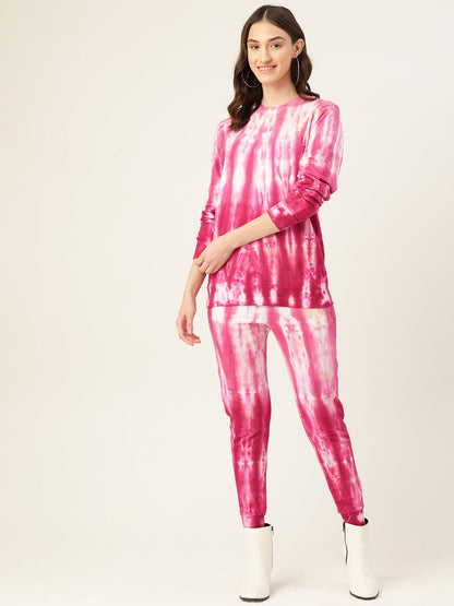 Women's Pink Ombre Dye Sweatshirt With Joggers