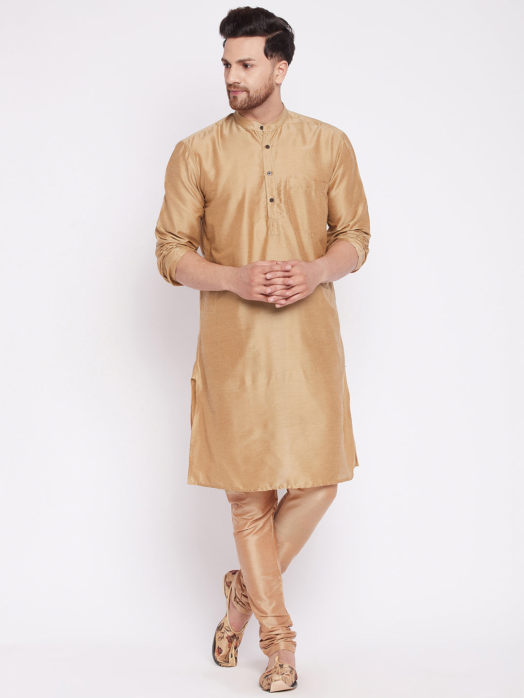 Men's Long Kurta with Band Colla
