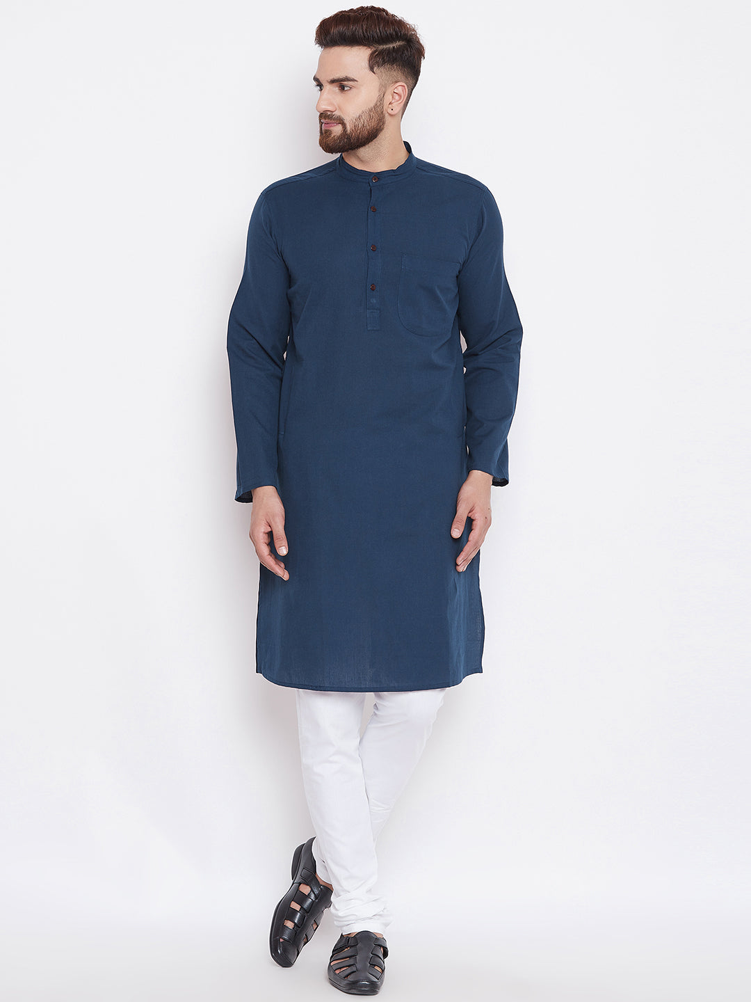 Men's Deep Blue Cotton Kurta