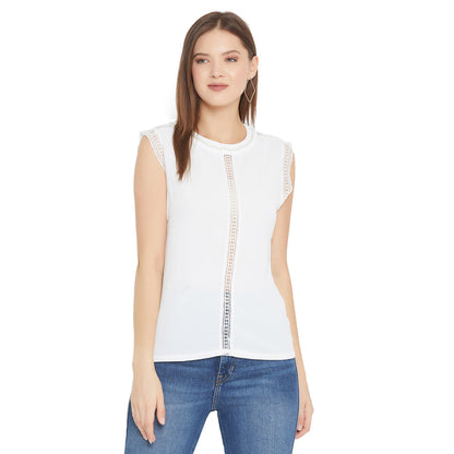 Women's Embellished Self Design Round Neck