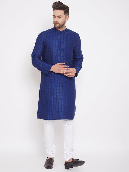 Men's Royal Blue Cotton Kurta