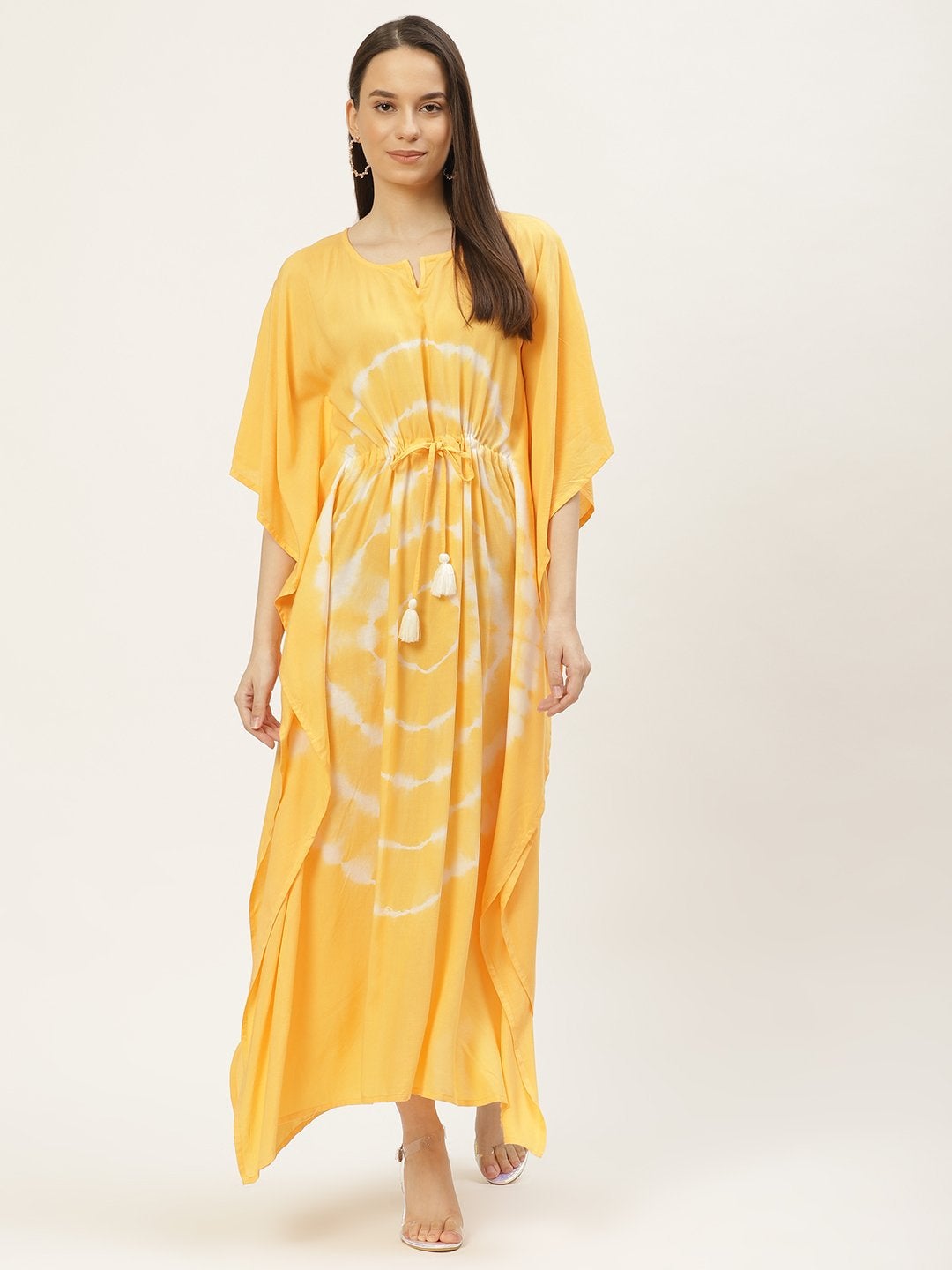 Women's Mustard Tie-Dye Kaftan Dress (1pc)