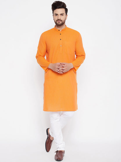Men's Cotton Striped Orange Kurta2