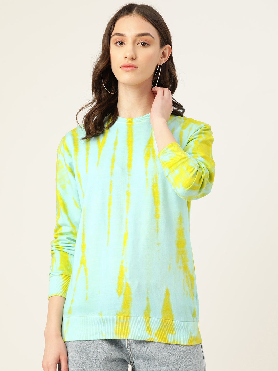 Women's Offwhite- yellow Sunrays tie dye Sweatshirt