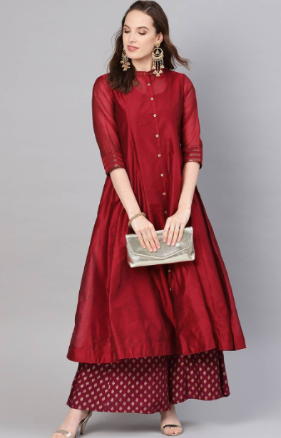 Women's Chanderi Embellished Jacket Style 2 Piece Kurta