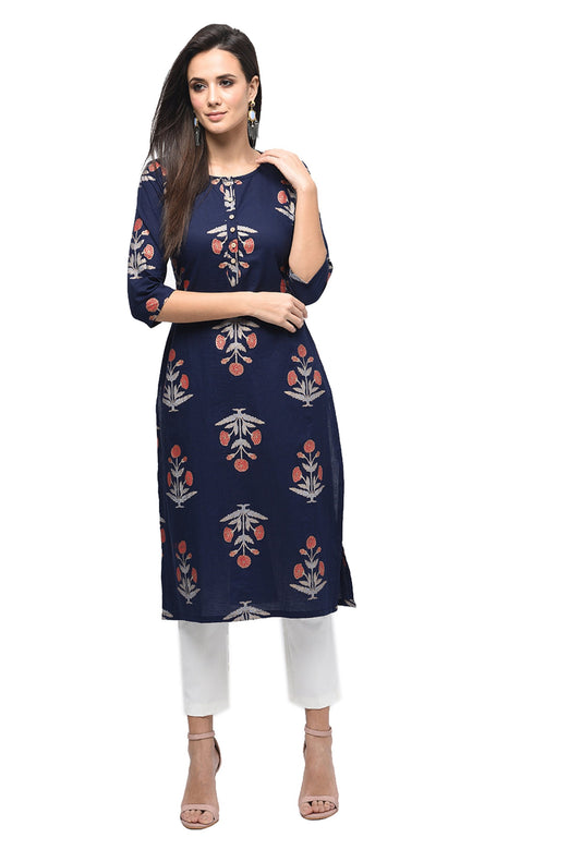 Women Black Cotton Kurti by Myshka (