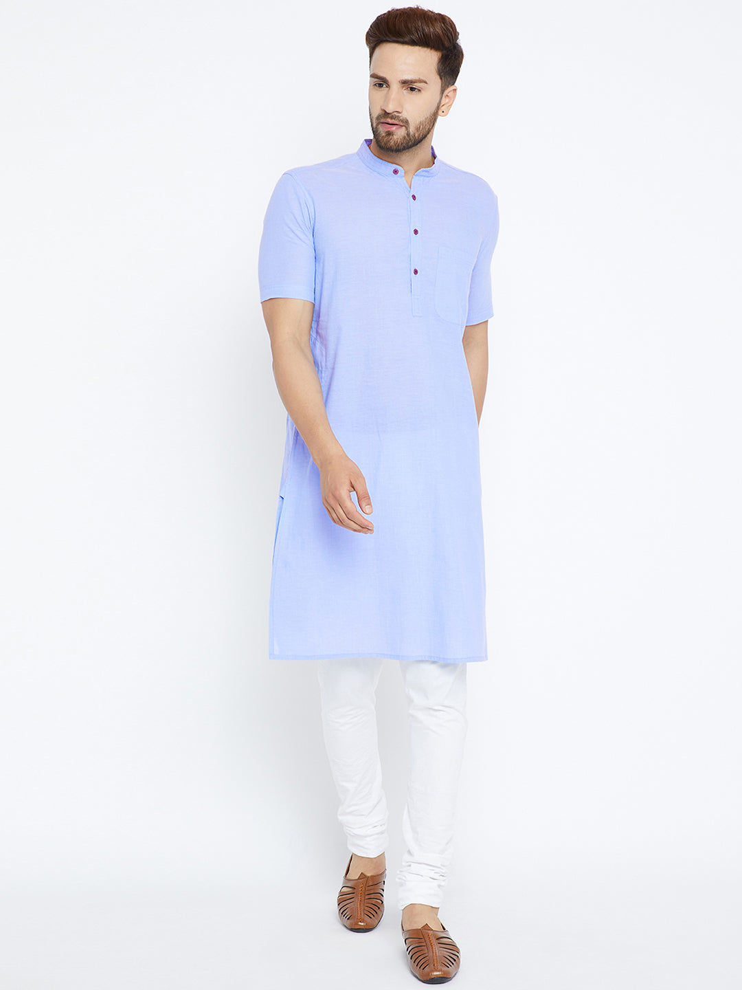 Men's Blue Cotton Kurta