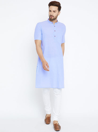 Men's Blue Cotton Kurta