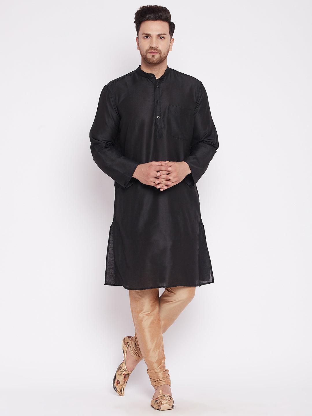 Men's Long Kurta with Band Colla