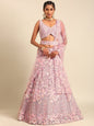 Women 's Mauve Net Multi Sequins with heavy Zarkan embroidery Ready to Wear Lehenga choli & Dupatta