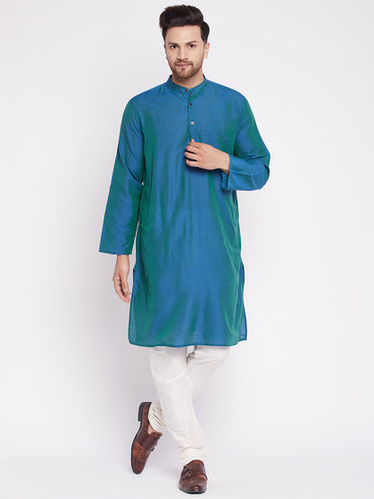 Men's Long Kurta with Band Colla