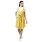 Women's Yellow Cotton Slub Solid Sleeveless Srep Neck Casual Dress