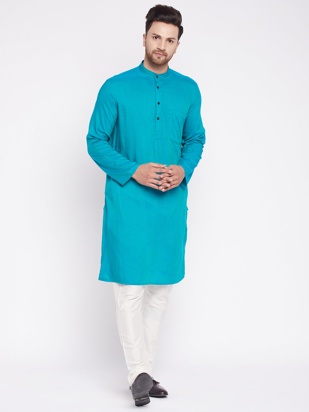 Men's Long Kurta with Band Colla