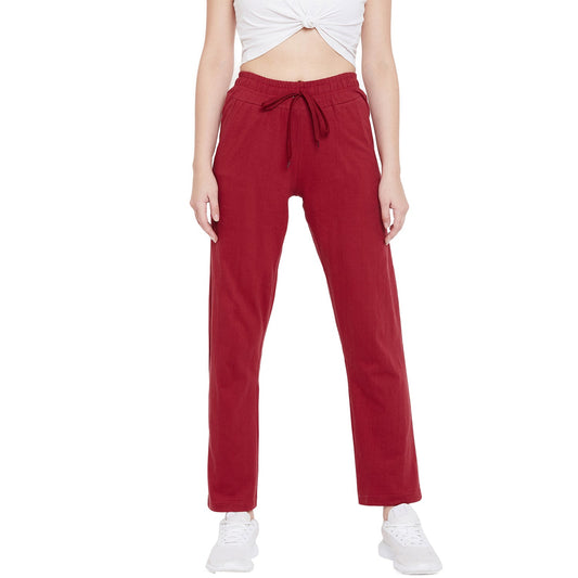 Women's Maroon Cotton Track Pan