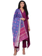 Women Purple Silk Kurta with Pant & Dupatta Set by Myshka (