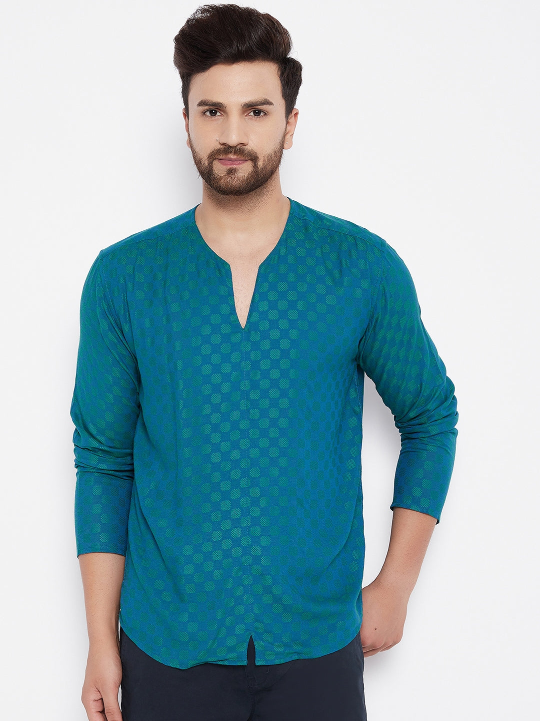 Men's Woven Design Straight  Kurta