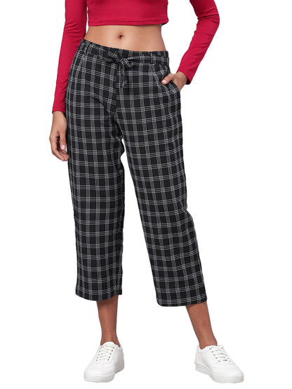 Women Black Cotton Trouser by Myshka (
